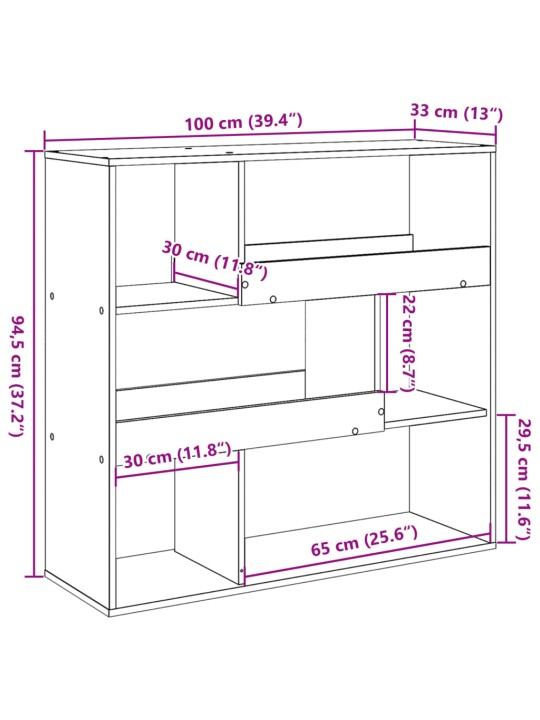 Huoneenjakaja musta 100x33x94,5 cm tekninen puu