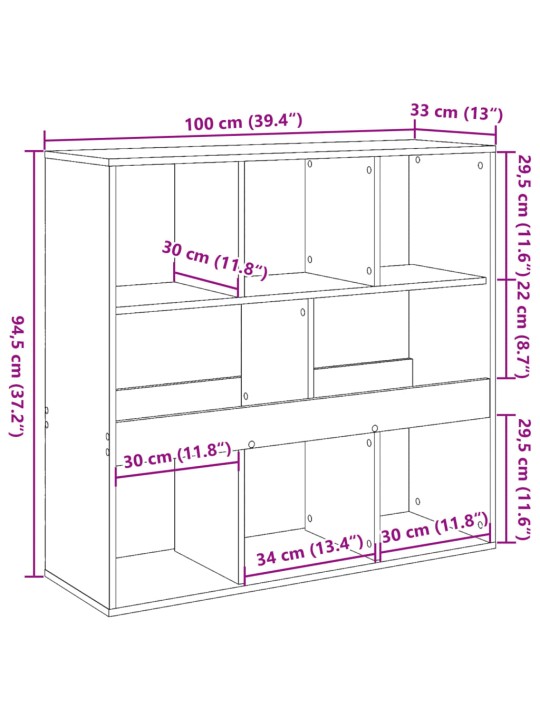 Huoneenjakaja musta 100x33x94,5 cm tekninen puu