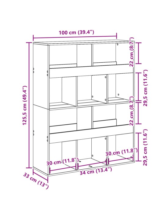 Huoneenjakaja musta 100x33x125,5 cm tekninen puu