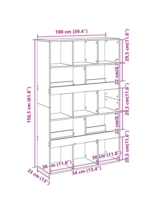 Huoneenjakaja betoninharmaa 100x33x156,5 cm tekninen puu