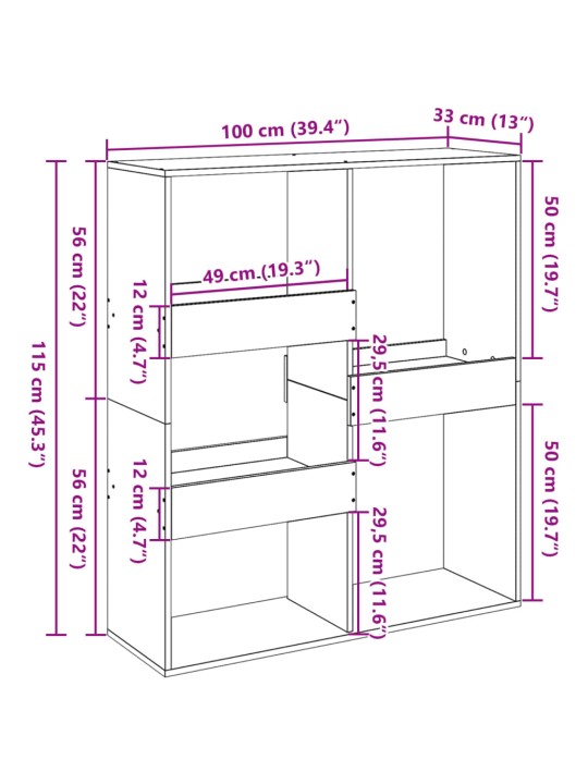 Huoneenjakaja musta 100x33x115 cm tekninen puu