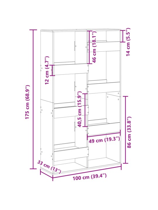 Huoneenjakaja musta 100x33x175 cm tekninen puu