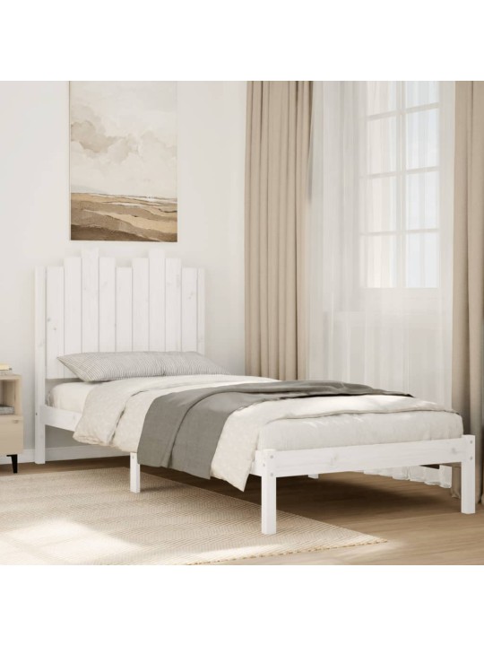 Sängynrunko erikoispitkä ei patjaa valk. 100x220 cm massiivipuu