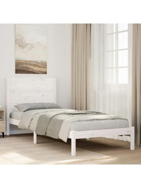 Sängynrunko erikoispitkä ei patjaa valk. 100x220 cm massiivipuu