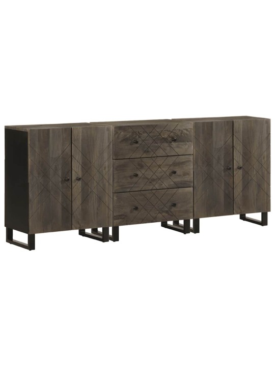 3-osaiset senkit musta 60x33x75 cm massiivipuu mango
