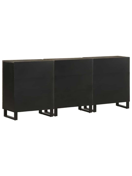 3-osaiset senkit musta 60x33x75 cm massiivipuu mango