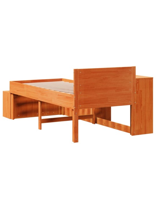 Sängynrunko ilman patjaa vahanruskea 75x190 cm täysi mänty