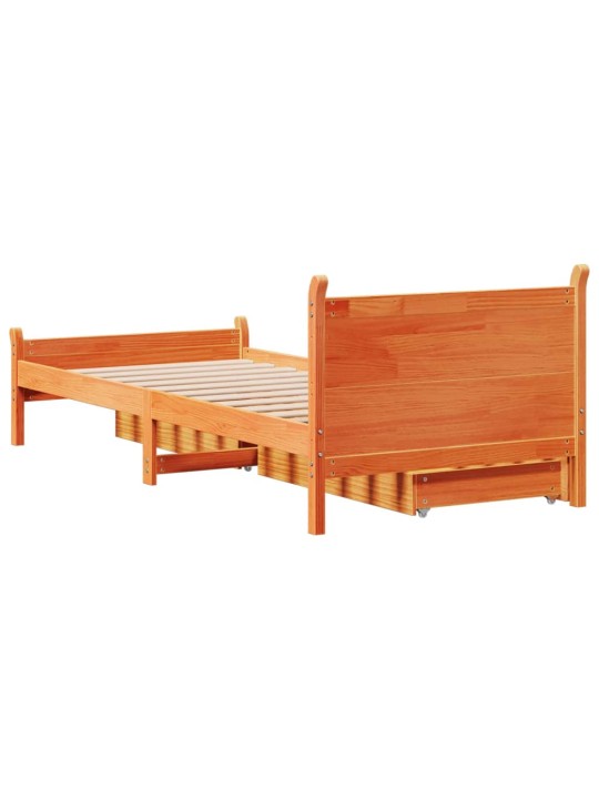 Sängynrunko ilman patjaa vahanruskea 75x190 cm täysi mänty