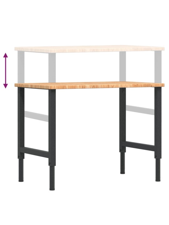 Työpenkki v.ruskea 100x60x(71,5-98) cm täysi tammi suorakaide