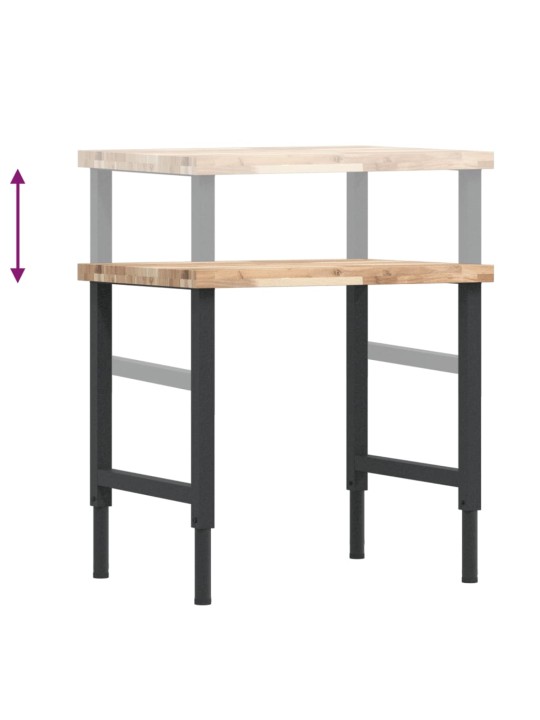 Työpenkki 80x60x(73-99,5) cm täysi akasiapuu suorakaide