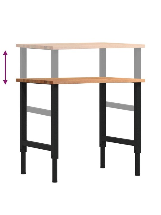 Työpöytä vaaleanruskea 80x60x(71,5-98) cm massiivipuutammea