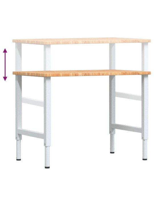 Työpenkki v.ruskea 100x60x(71,5-98) cm täysi tammi suorakaide