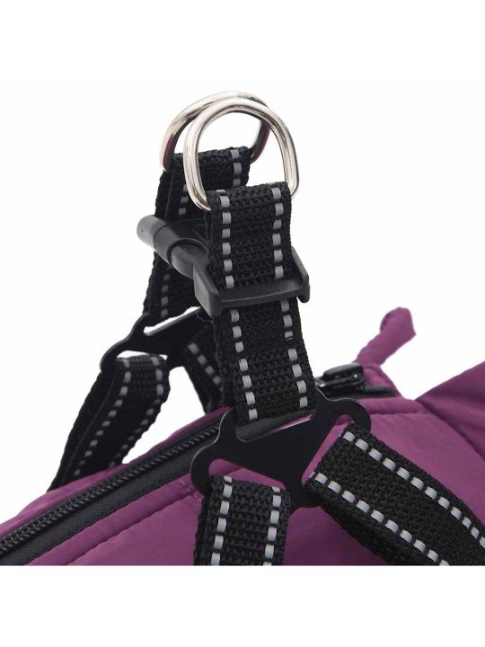 Koiran takki valjailla vedenpitävä heijastava violetti l40
