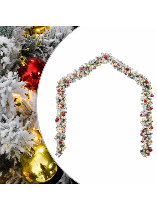 Jouluseppele koristeilla ja led-valoilla vihreä 5 m pvc
