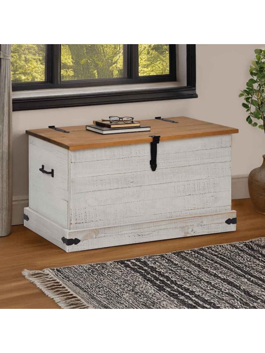 Säilytysarkku halden valkoinen 91x48x47 cm massiivipuumänty