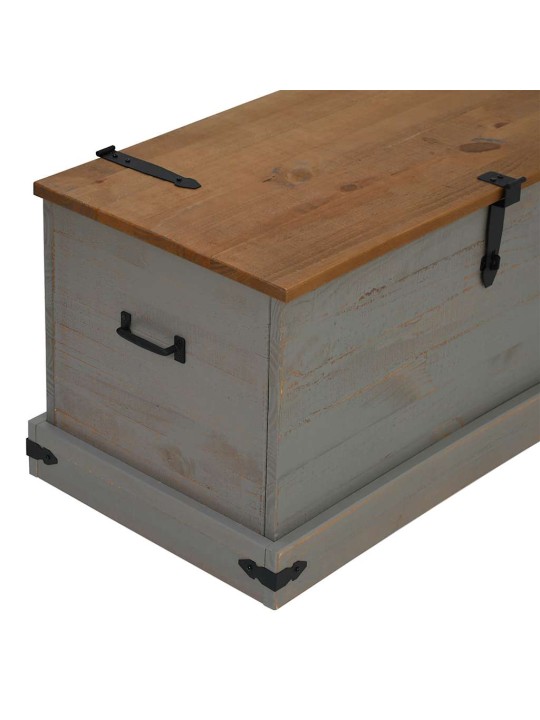 Säilytysarkku halden harmaa 91x48x47 cm massiivipuu mänty