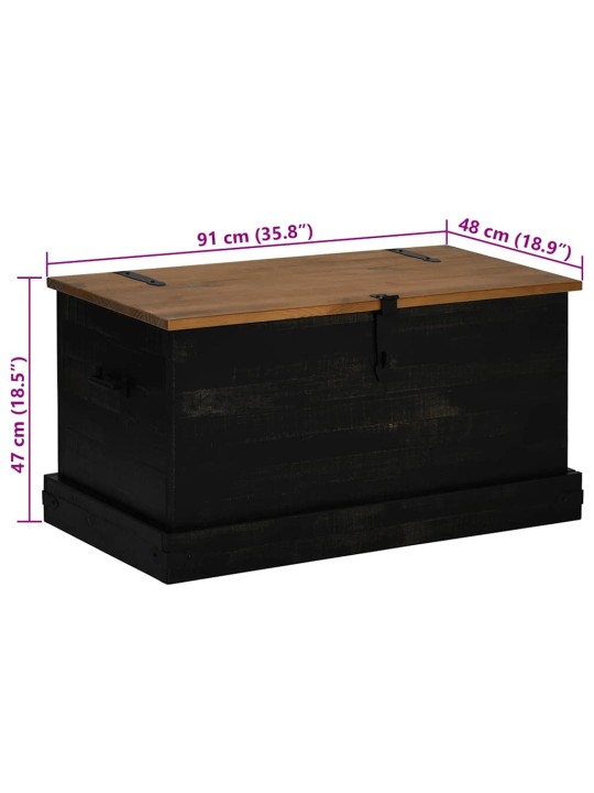 Säilytysarkku halden musta 91x48x47 cm täysi mänty