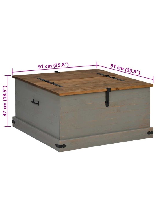 Säilytysarkku halden harmaa 91x91x47 cm massiivipuu mänty