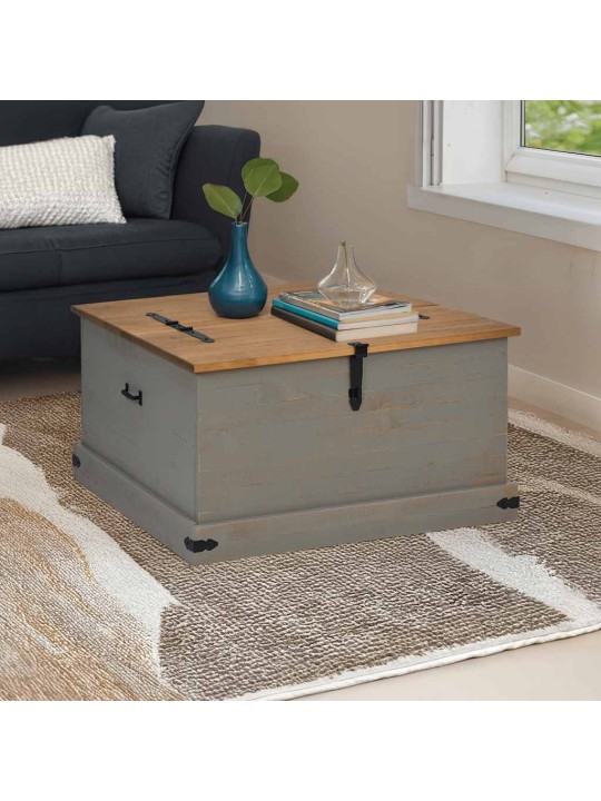 Säilytysarkku halden harmaa 91x91x47 cm massiivipuu mänty