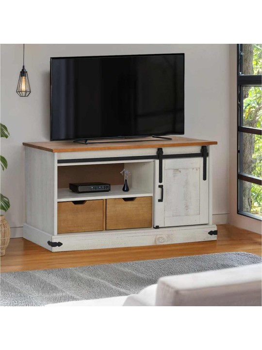 Tv-kaappi halden liukuovella valkoinen 110x40x60 cm