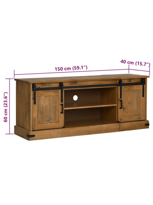 Tv kaappi halden 2 liukuovea 150x40x60 cm massiivipuuta