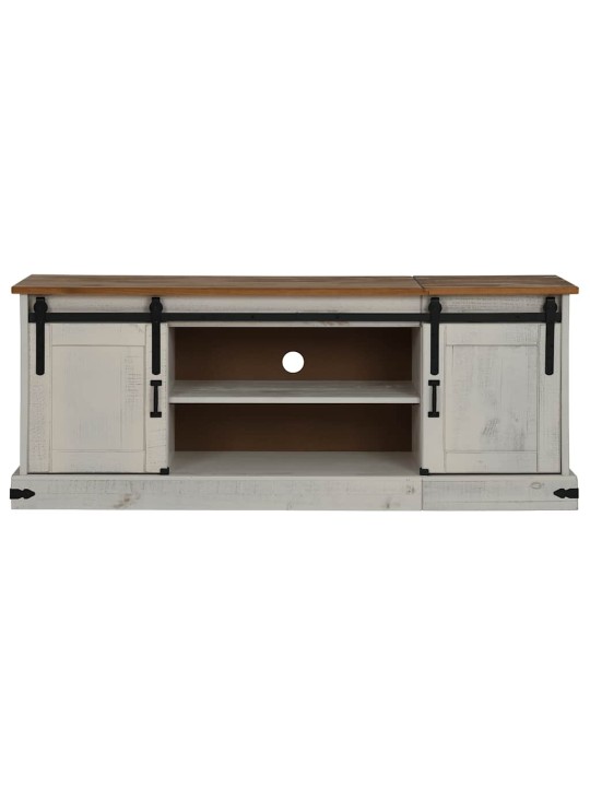Tv kaappi halden 2 liukuovea valkoinen 150x40x60 cm massiivipuu