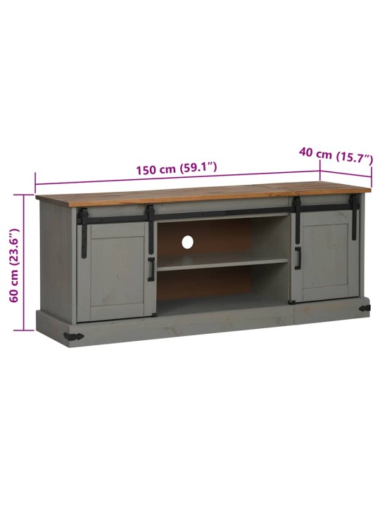 Tv kaappi halden 2 liukuovea harmaa 150x40x60 cm massiivipuu