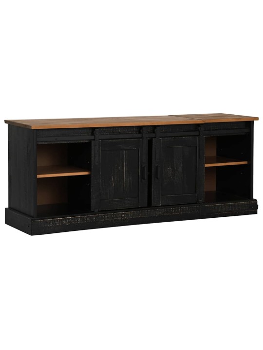 Tv kaappi halden 2 liukuovea musta 150x40x60 cm massiivipuu