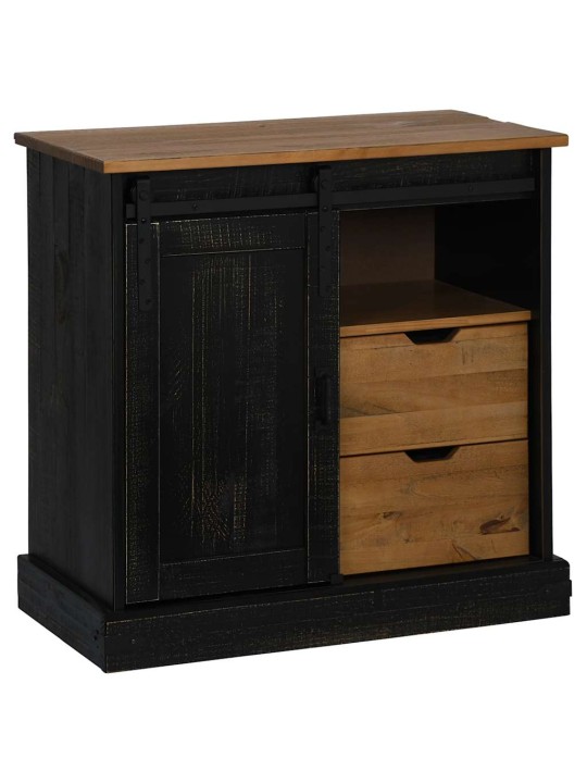Senkki halden liukuovella musta 80x40x80 cm massiivipuu