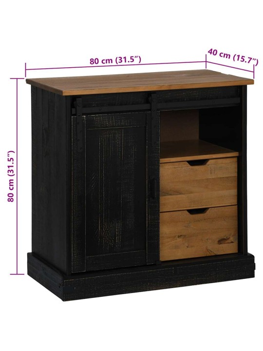 Senkki halden liukuovella musta 80x40x80 cm massiivipuu