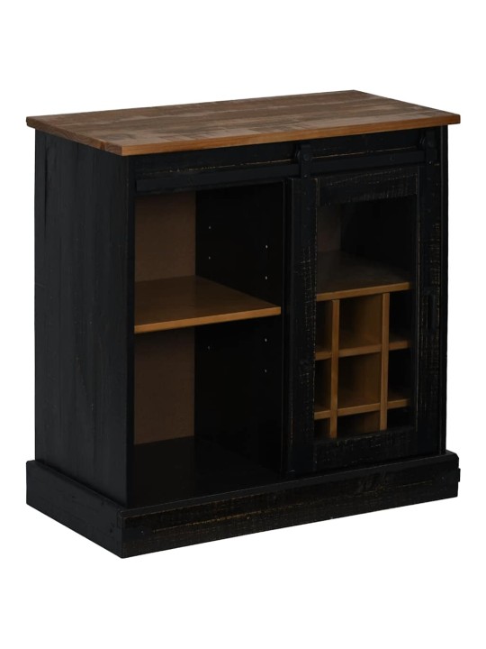 Senkki halden liukuovella musta 80x40x80 cm massiivipuu