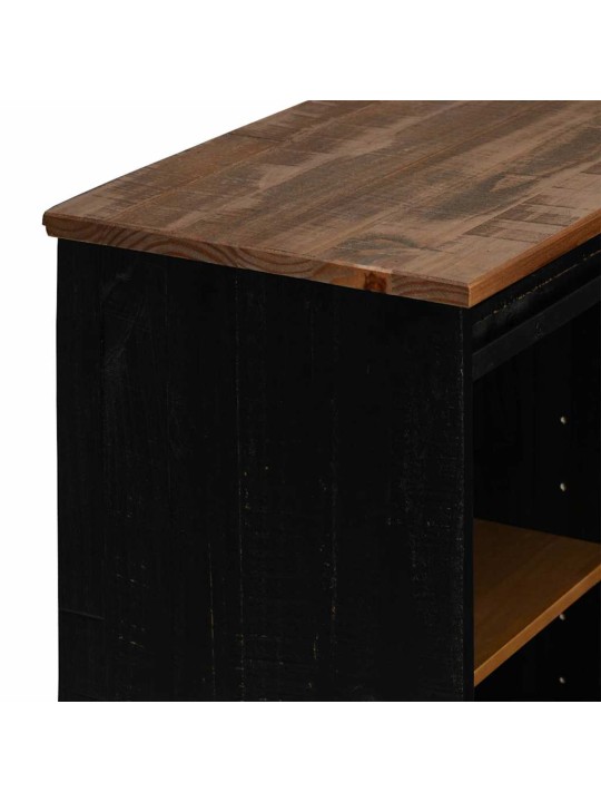 Senkki halden liukuovella musta 80x40x80 cm massiivipuu