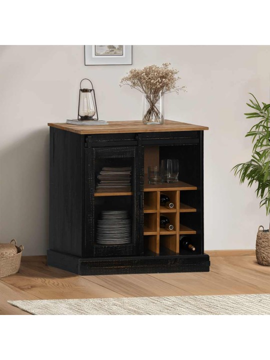 Senkki halden liukuovella musta 80x40x80 cm massiivipuu