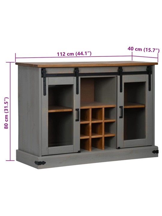 Senkki halden 2 liukuovet harmaa 112x40x80 cm massiivipuu