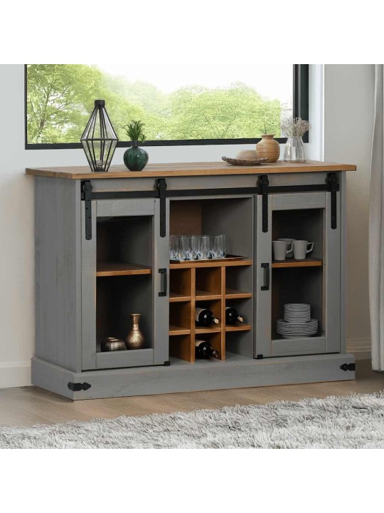 Senkki halden 2 liukuovet harmaa 112x40x80 cm massiivipuu