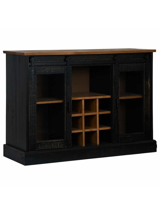 Senkki halden 2 liukuovet musta 112x40x80 cm massiivipuu