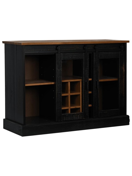 Senkki halden 2 liukuovet musta 112x40x80 cm massiivipuu