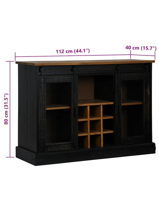 Senkki halden 2 liukuovet musta 112x40x80 cm massiivipuu