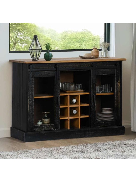 Senkki halden 2 liukuovet musta 112x40x80 cm massiivipuu