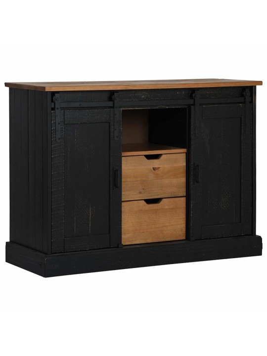 Senkki halden 2 liukuovet musta 112x40x80 cm massiivipuu