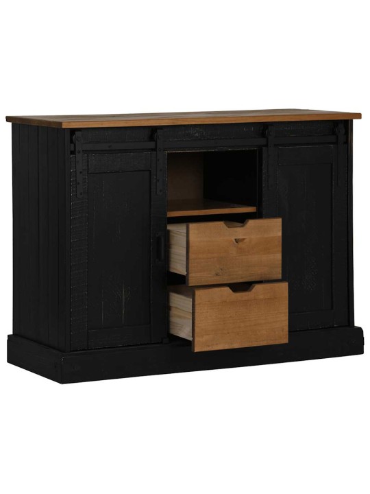 Senkki halden 2 liukuovet musta 112x40x80 cm massiivipuu