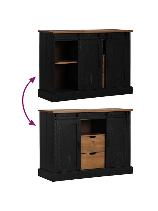 Senkki halden 2 liukuovet musta 112x40x80 cm massiivipuu