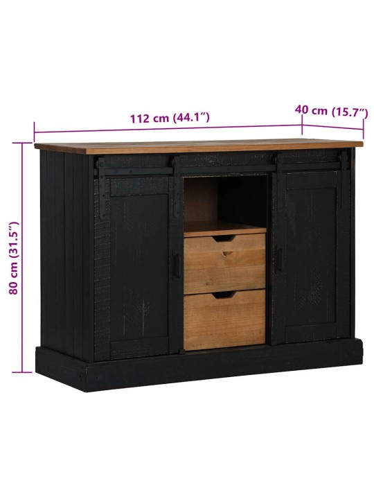 Senkki halden 2 liukuovet musta 112x40x80 cm massiivipuu