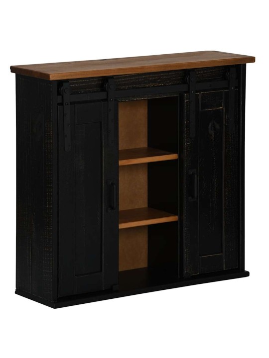Ripustuskaappi halden 2 liukuovea musta 75x22,5x70 cm mänty