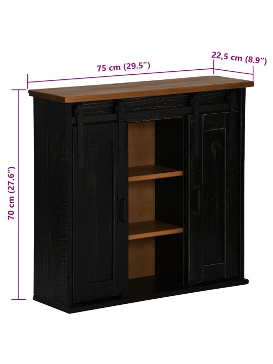 Ripustuskaappi halden 2 liukuovea musta 75x22,5x70 cm mänty