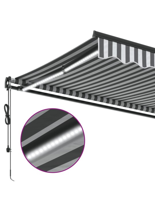 Automaattimarkiisi LEDit antrasiitti/valkoinen 350x250 cm