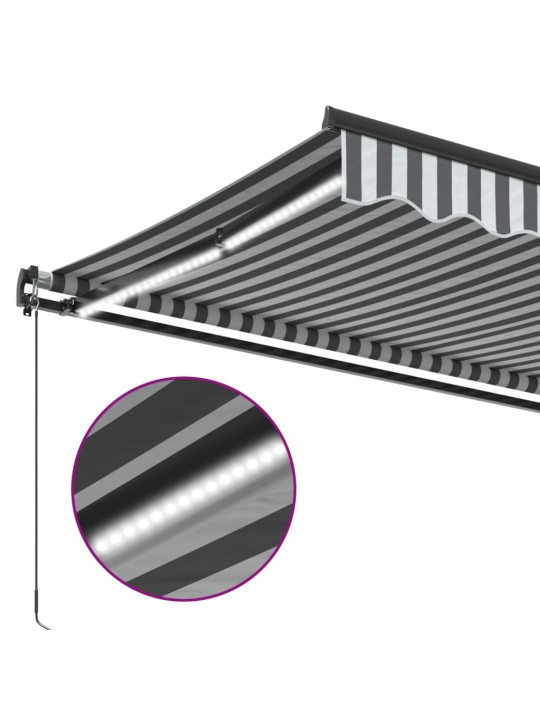 Käsin kelattava markiisi LEDit antrasiitti/valkoinen 400x300 cm