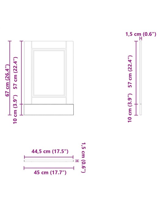 Astianpesukoneen paneeli porto 45x1,5x67 cm tekninen puu