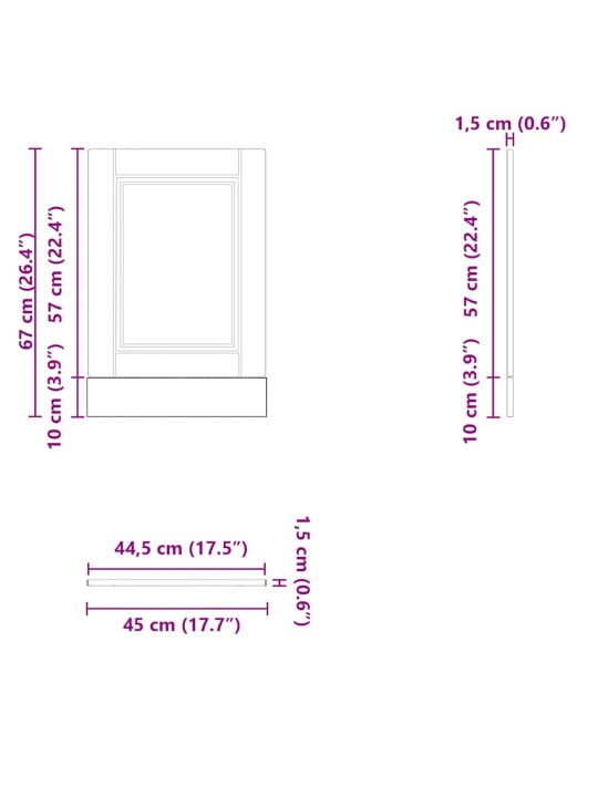 Astianpesukoneen paneeli porto vanha puu 45x1,5x67 cm