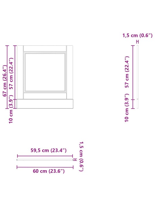 Astianpesukoneen paneeli porto betoninharmaa 60x1,5x67 cm